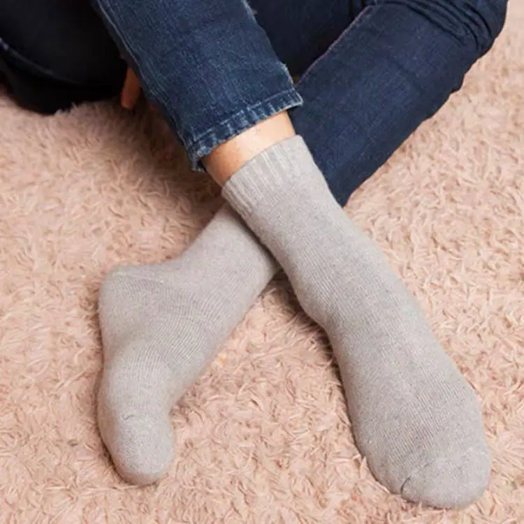 Wholesale Winter Solid Color Thick Warm Wool Socks Adults Cozy Thermal Wool Men Socks