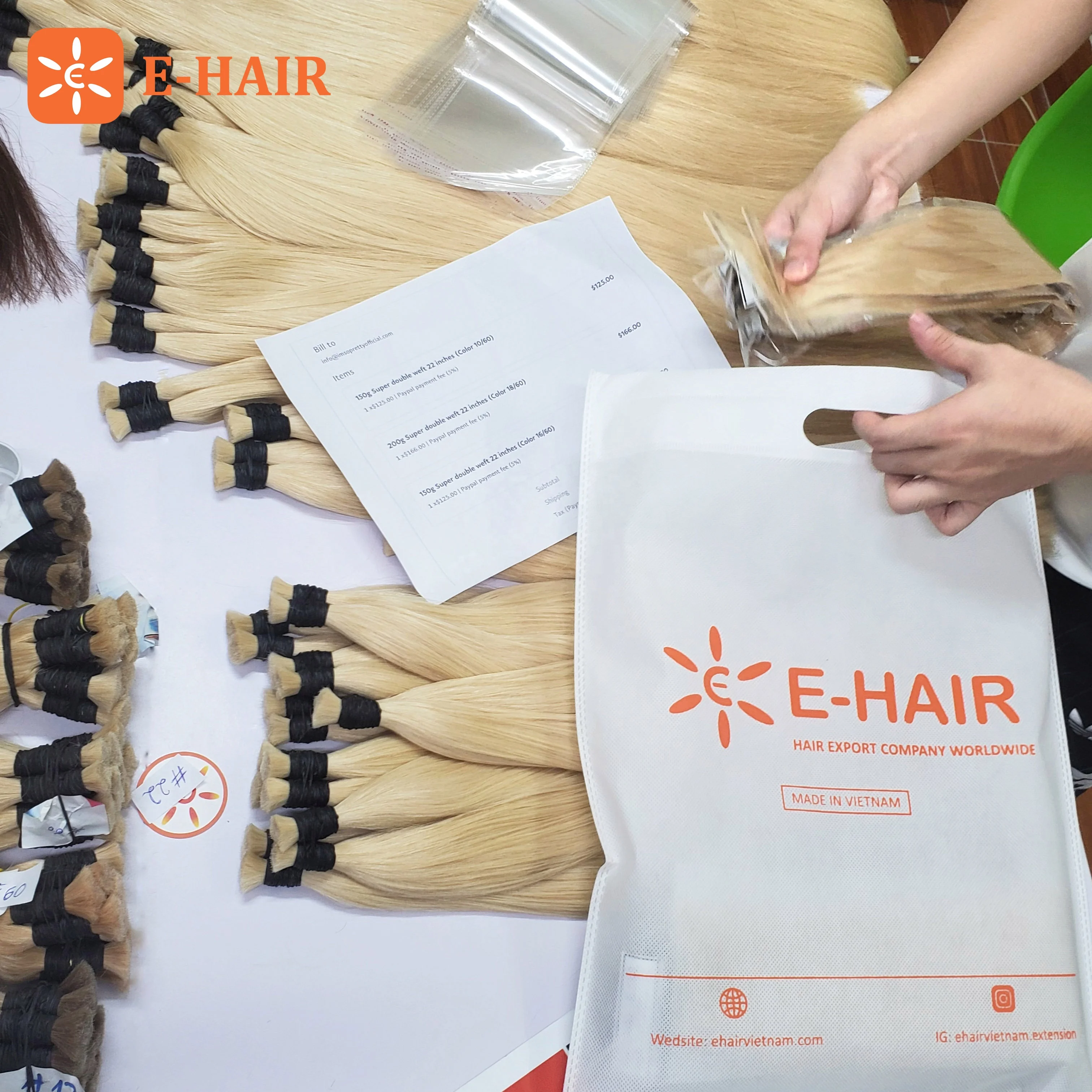 E-HAIR Вьетнам по оптовой цене волнистые объемные волосы изготовлено из высококачественного вьетнамский человеческие качества