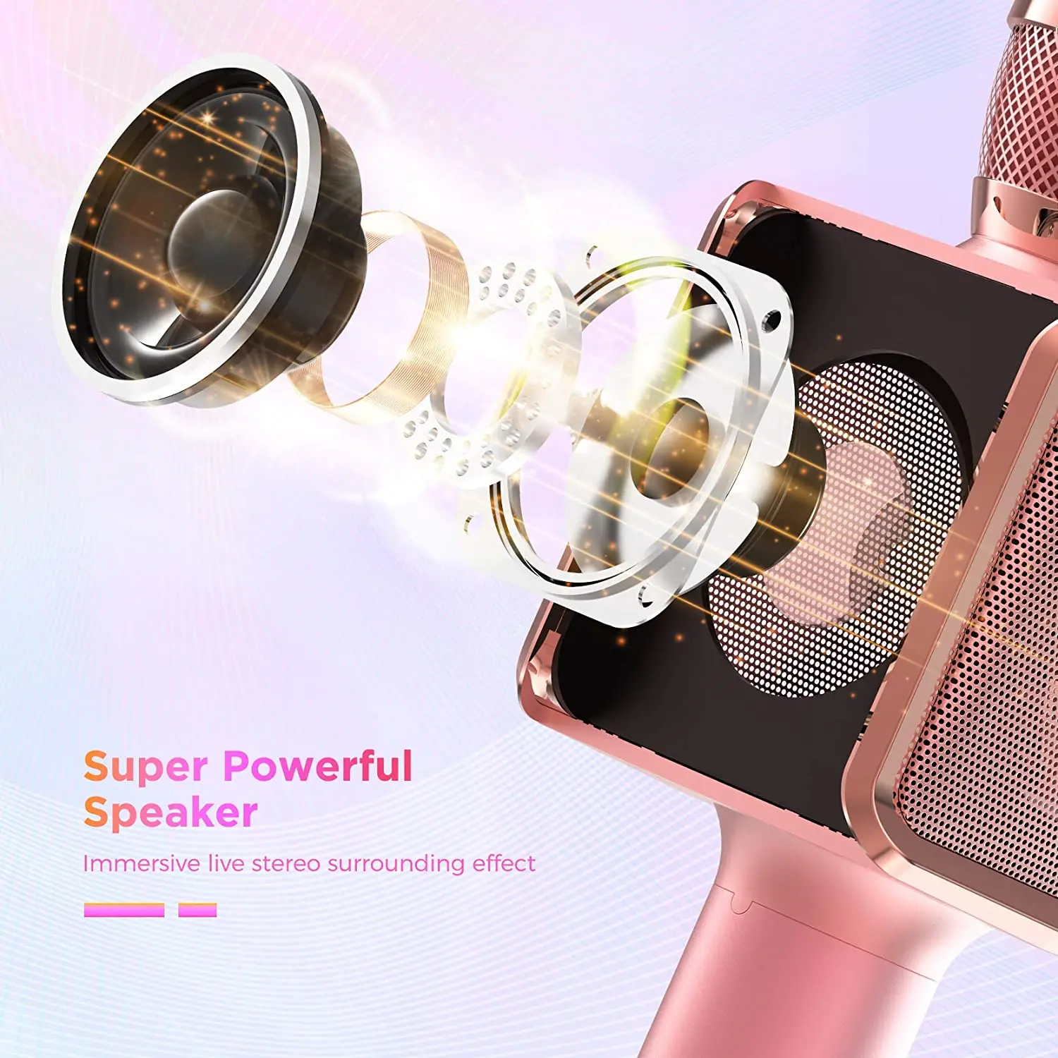 Customized Karaoke Microphone Blue-tooth Portable Wireless Home Party Singing Machine Speaker Record for Kids Microfon