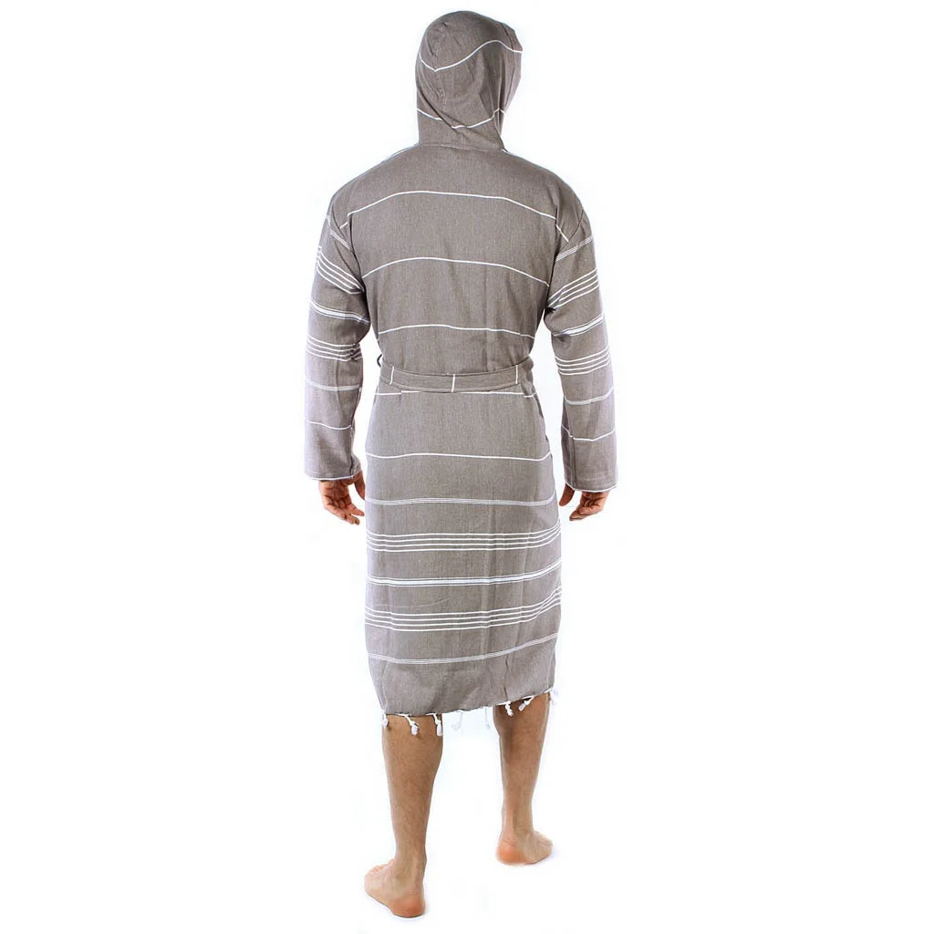 Pure Series Custom Logo Turkish Cotton Luxury Bathrobes for Women Men Lightweight Absorbent Hooded Hotel Robes with Tassels