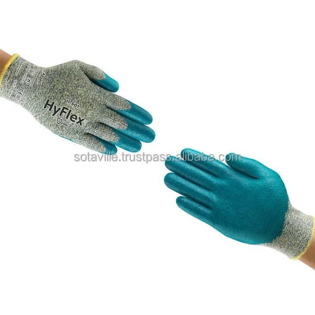 Ansell 11-501 hot-selling comfortable safety working gloves with cut- and heat-resistance, nitrile coated work gloves with grip