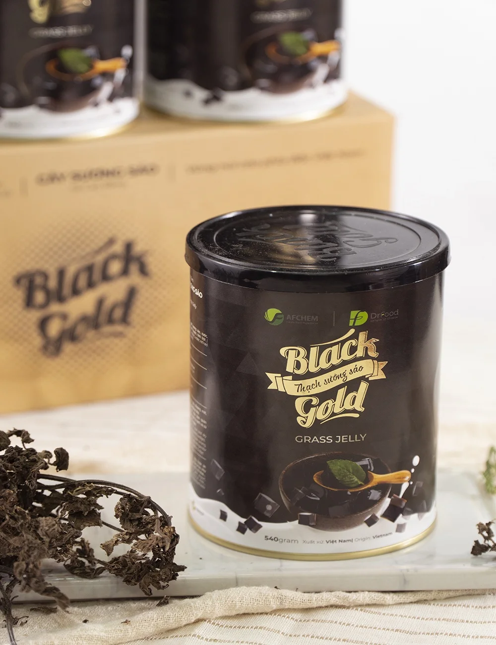 Best product in 2022 Black Gold Grass Jelly herbal packaging Smooth custom packing Taiwan dessert