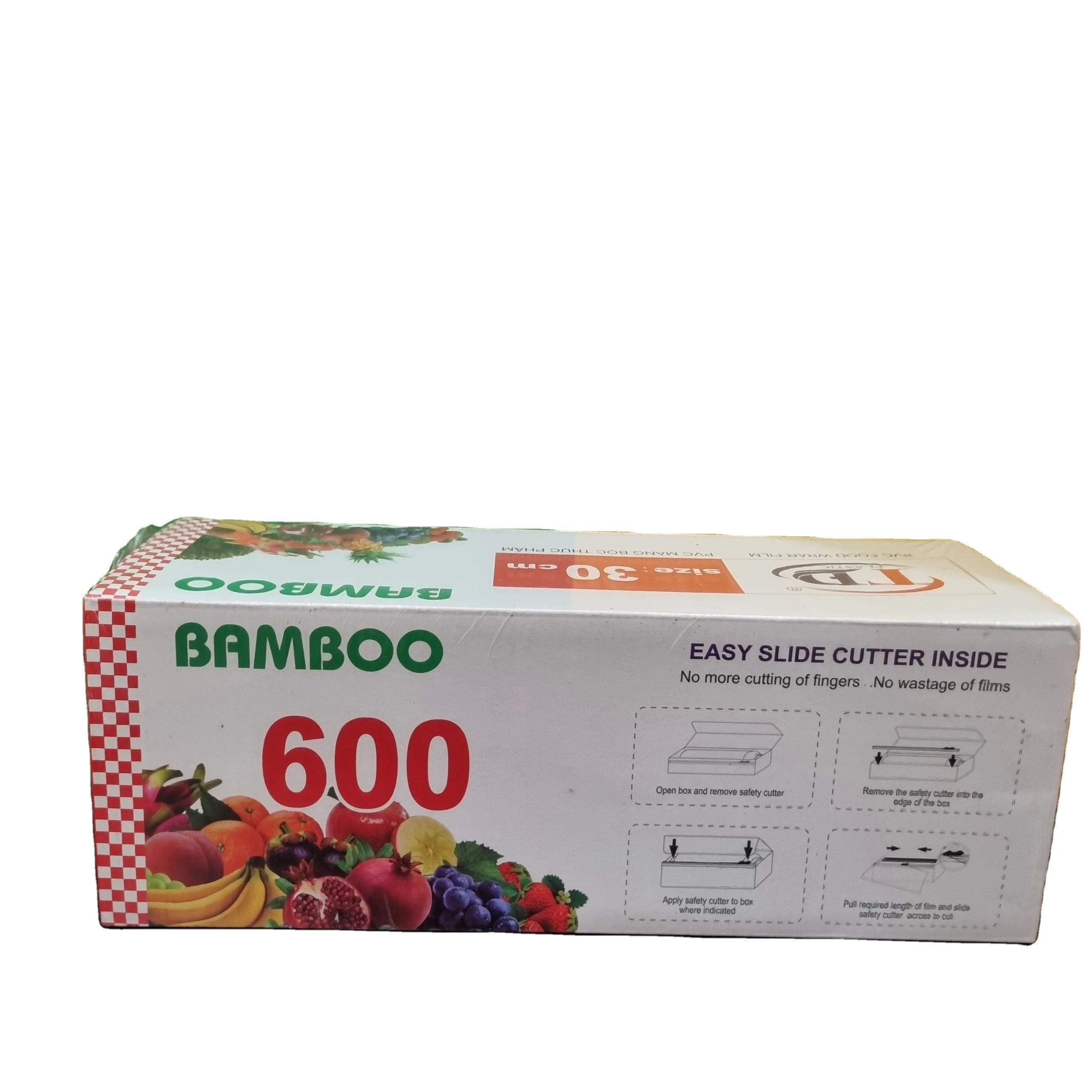 Food Grade Food Wrapping PVC Stretch Cling Film With Color Logo Cutting Box Best Selling Products 2024