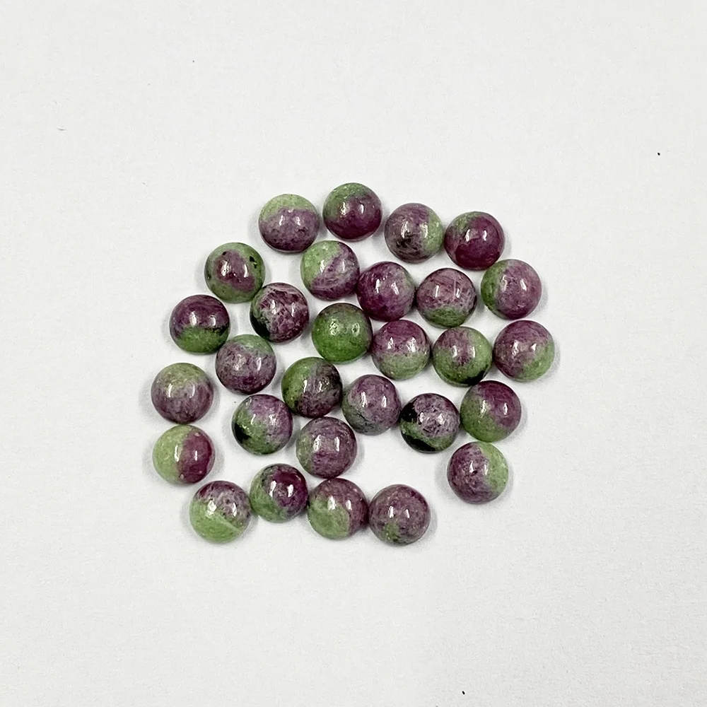 Top Quality 8mm Natural Ruby Zoisite Round Flat Cabochon Loose Gemstone For Ring Jewelry Making Certified Gemstones Manufacturer