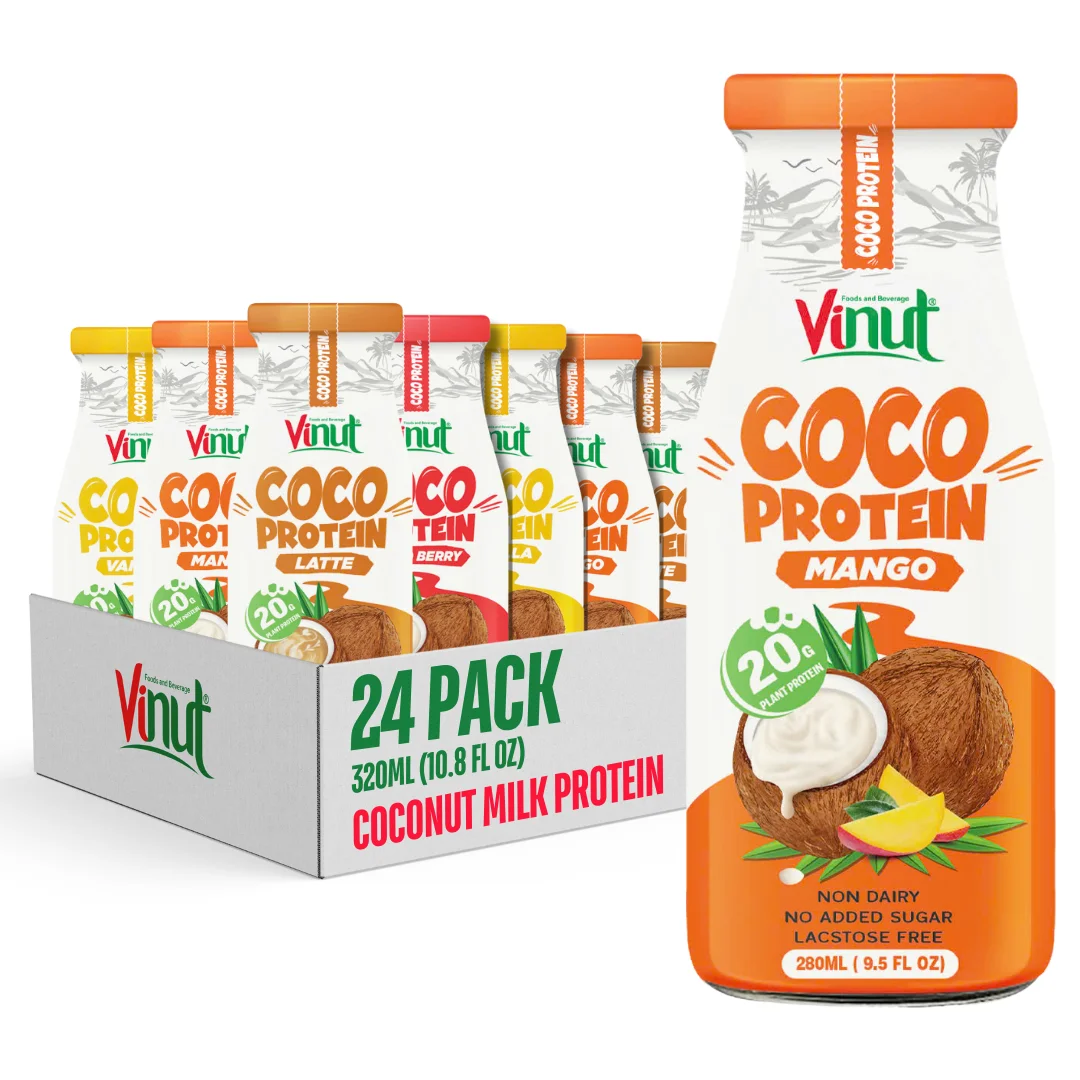 Coconut Protein Milk Mango 280ml VINUT Vietnam Manufacture  20g Protein Wholesale Price Free Sample Private Label OEMODM