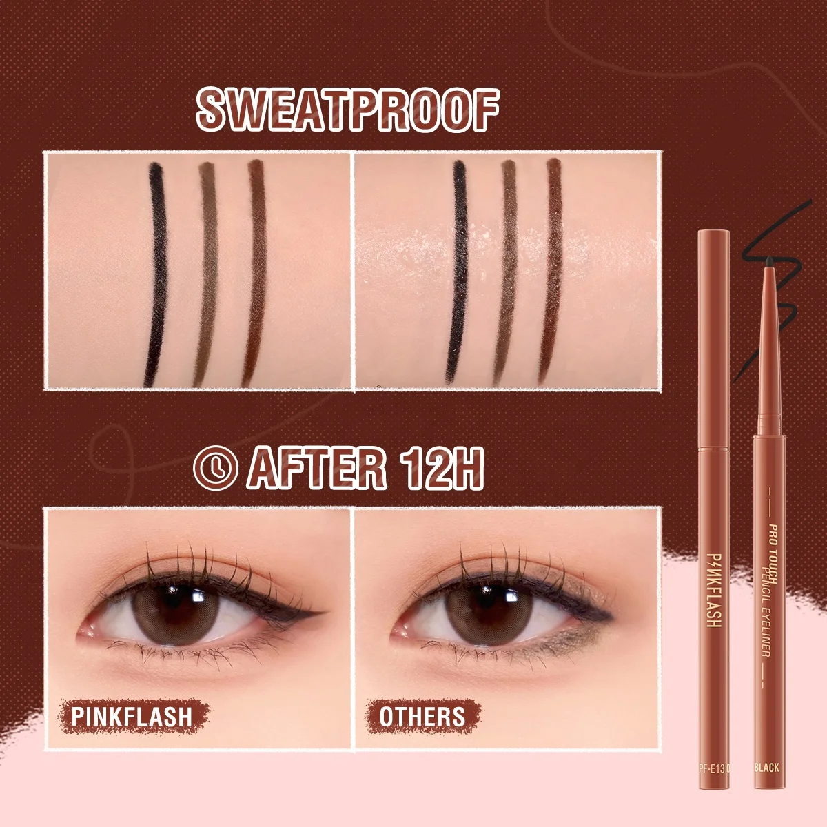 PINKFLASH PF-E13 Smudge-proof Matte Liquid Eyeliner High Pigmented Eyeliner Gel Pencil