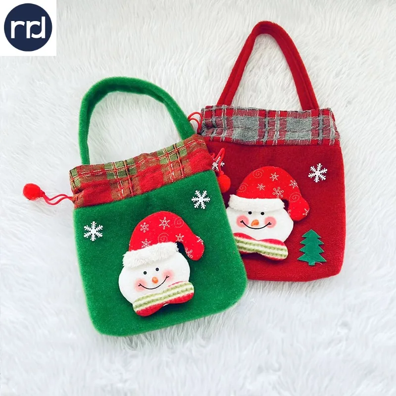 RR Donnelley New Arrival Christmas Velvet Reindeer Gift Bag Gold Antler Drawstring Sack Basket Monogram Xmas Gift Bags