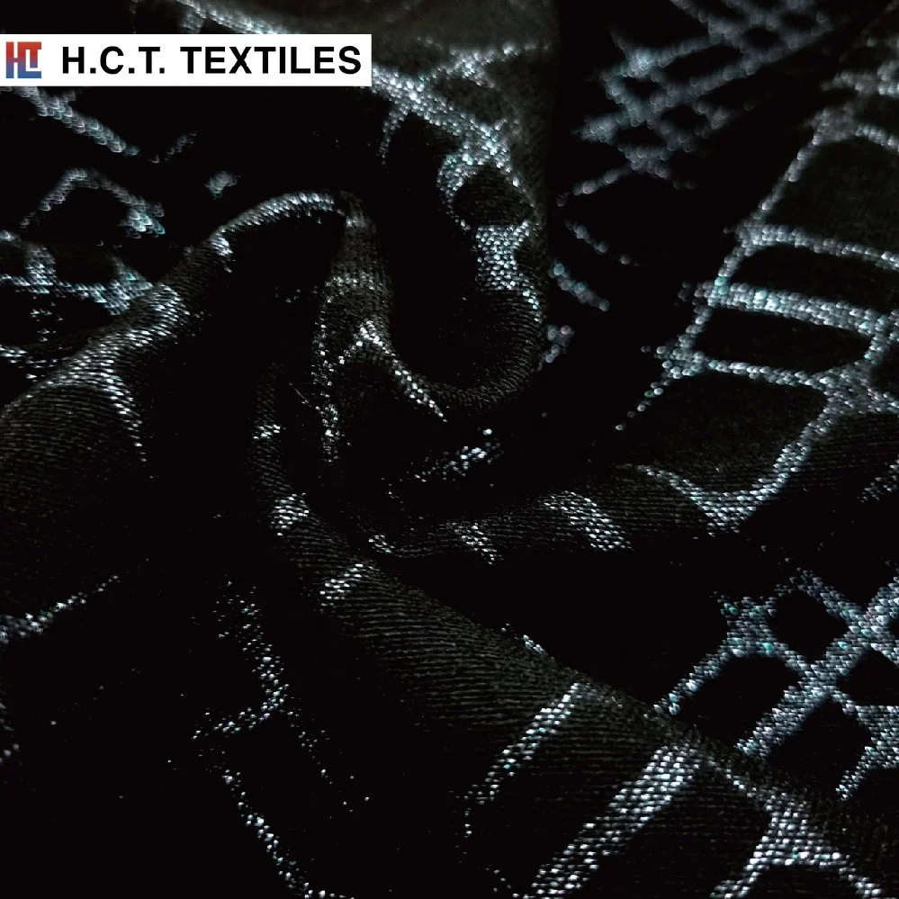 Holiday metallic Diamond Geo 210g Cotton Polyester Nylon Spandex metallic jacquard textile for dress