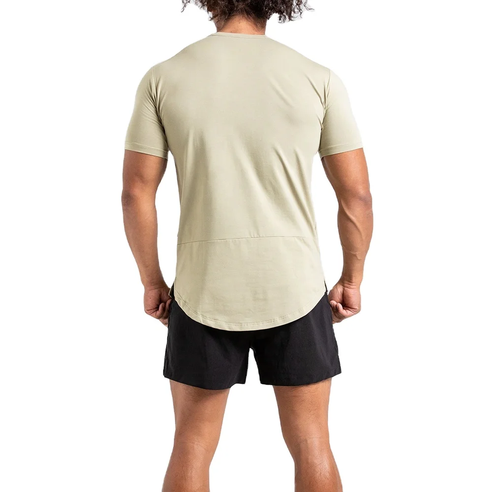 Низкая цена Высококачественная хлопковая ткань однотонная мужская футболка с коротким рукавом и круглым вырезом