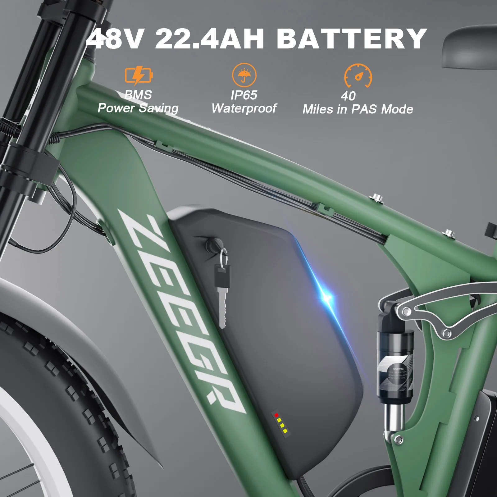 Factory Made 48V 22.4AH 2000W Dual Motor Ebike Zeegr Fat Tire Electric Bicycle Mountain Electric Bike