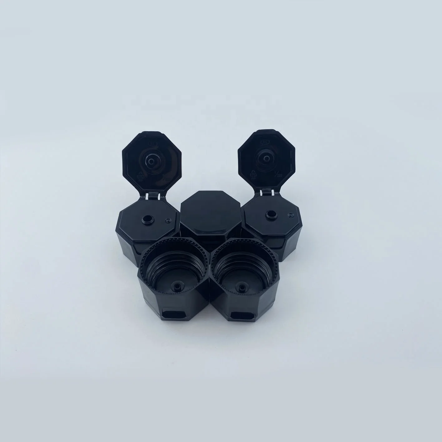 24 мм 410 косметическая бутылка Octagonald черный колпачок 24/410 защелкивающийся верхний пластиковые откидные колпачки