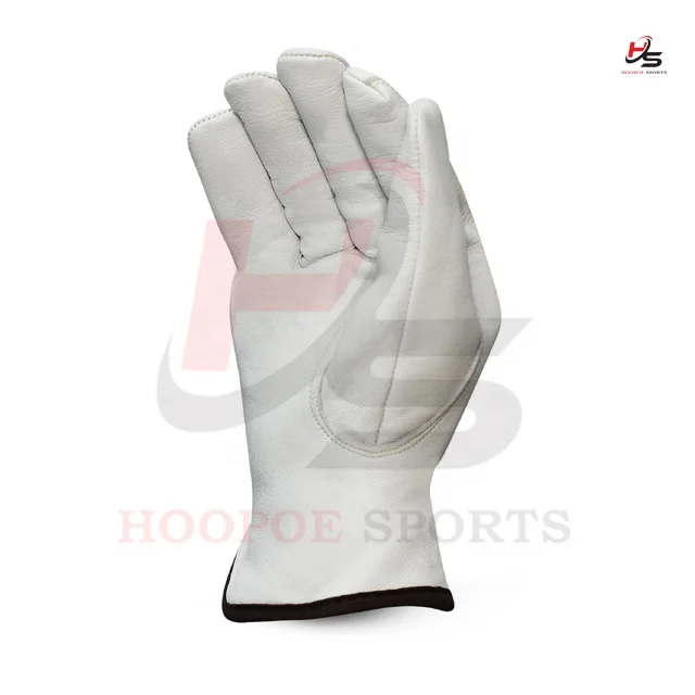 Белые кожаные рабочие перчатки на заказ унисекс защитные с логотипом таможни