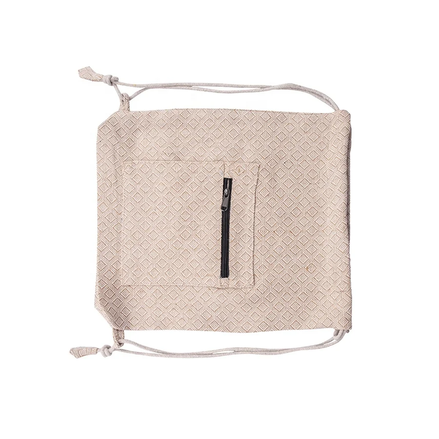 Drawstring Backpack Himalayan hemp Eco friendly natural fiber fabric sports jogging cycling unisex hessian drawstring backpack