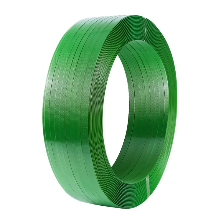 Green plastic strapping tape belt pet strap band price for cotton bale use with steel buckle
