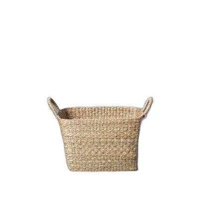 Woven Basket Sustainable Wholesales SEAGRASS BASKET DESIGN  BELLY BASKET WITH LID Home decor Handicraft in Vietnam