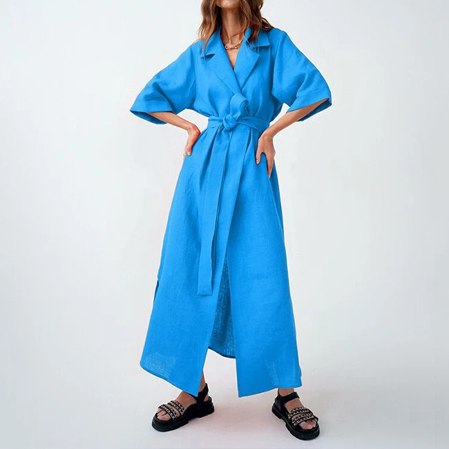 Natural Linen Maxi Dresses clothing White Beach Long Custom Linen Dresses Women Autumn Wrap Casual Summer Dress for Women