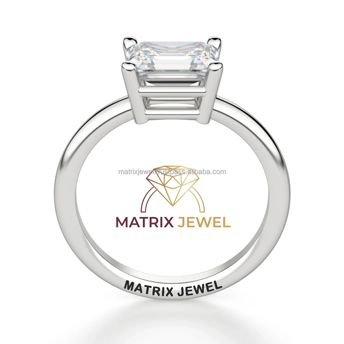 925 Starling Silver East to West Radiant Cut Solitair Engagement Wedding Promise Ring for Her