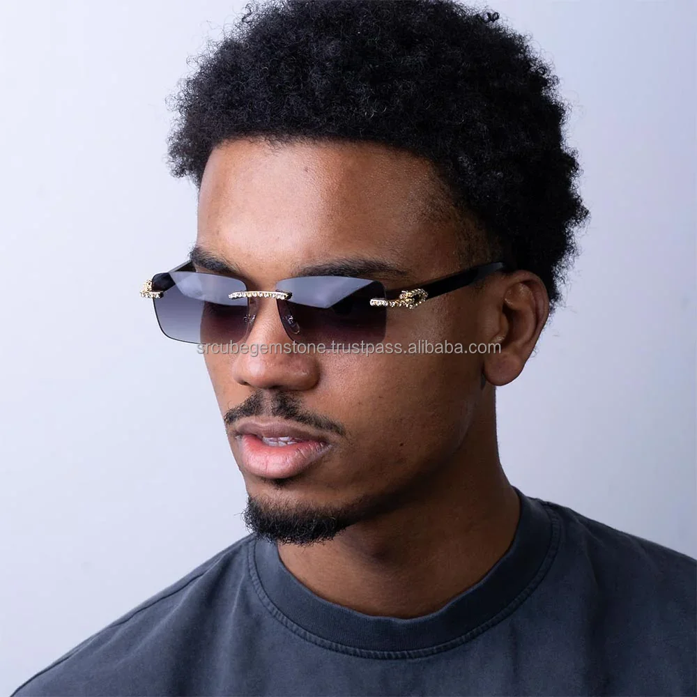 925 Silver Hip Hop Branded Jewelry Rapper Luxury Iced Out Men Glasses Bling Bling  Moissanite Diamond Sunglasses For Unisex