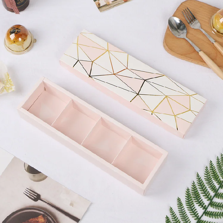 Bulk Purchase Pink Food Packaging Box with 4 Grids Bronzing Design  Ideal for Biscuits Desserts Candy and Chocolate