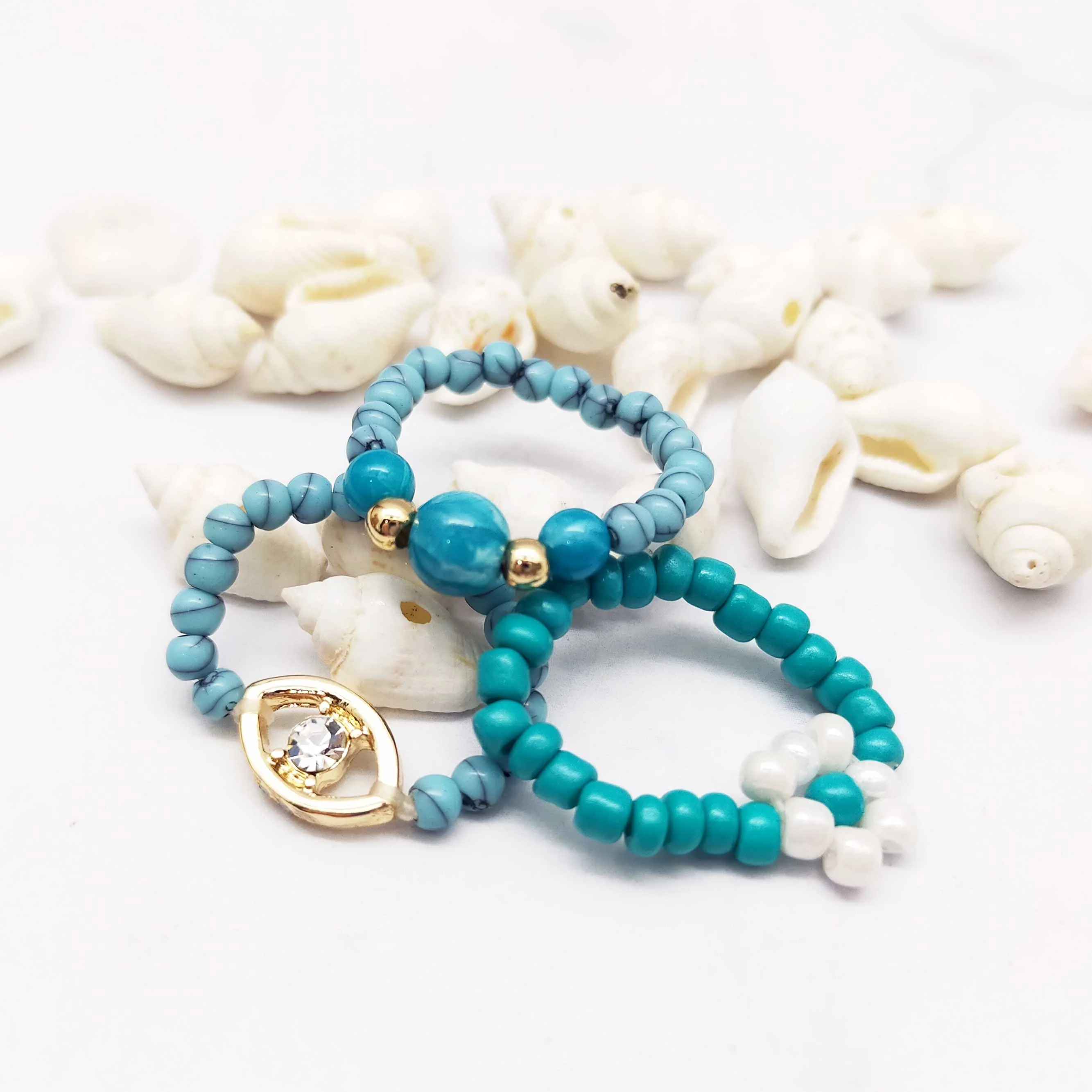 Fashion  Fancy Jewelry  elastic cord beads ring for women girl