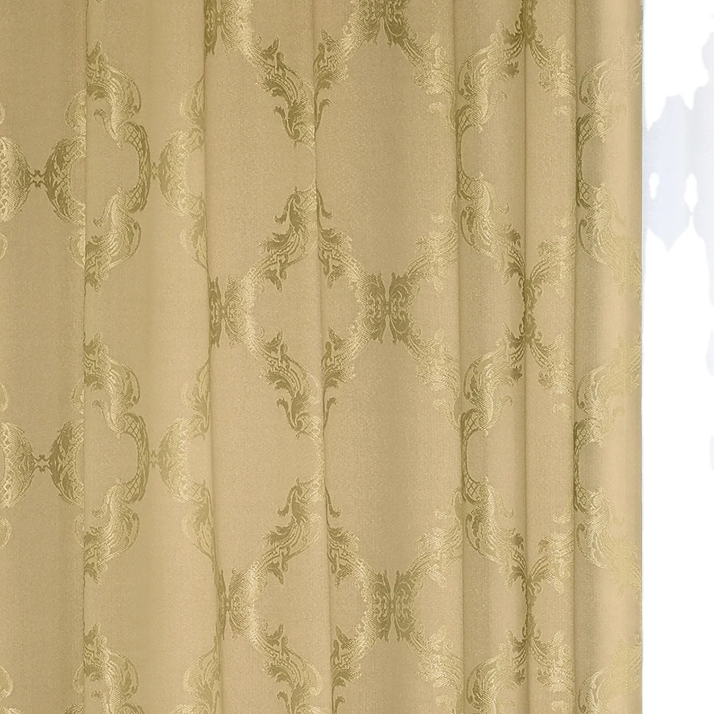 Luxurious impression jacquard fabric curtain that expresses a classic motif three-dimensionally with jacquard.