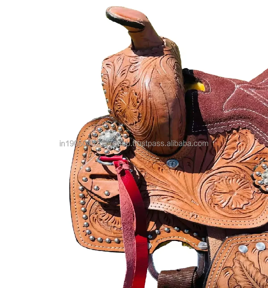 Top Trending Premium Leather Western Barrel Brown Soft Seat Horse Tack Saddle With Best Price Manufacturing From India