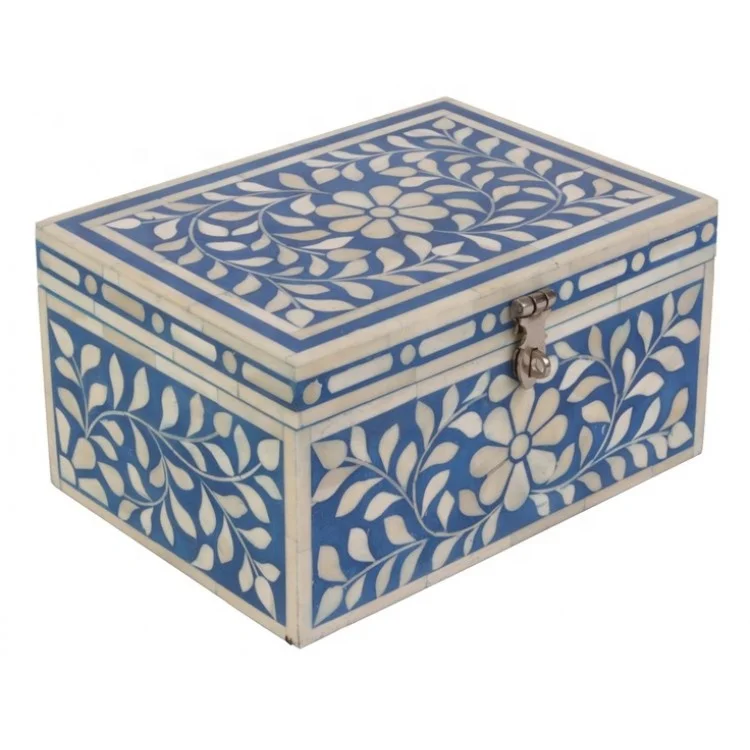 high quality wholesale fancy handmade  vintage  mother of pearl bone inlay box decorative jewellery box for exports