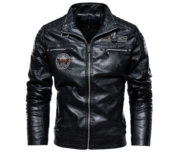 Оптовая продажа модные стильные теплые ветрозащитные кожаные куртки на флисовой подкладке для мужчин