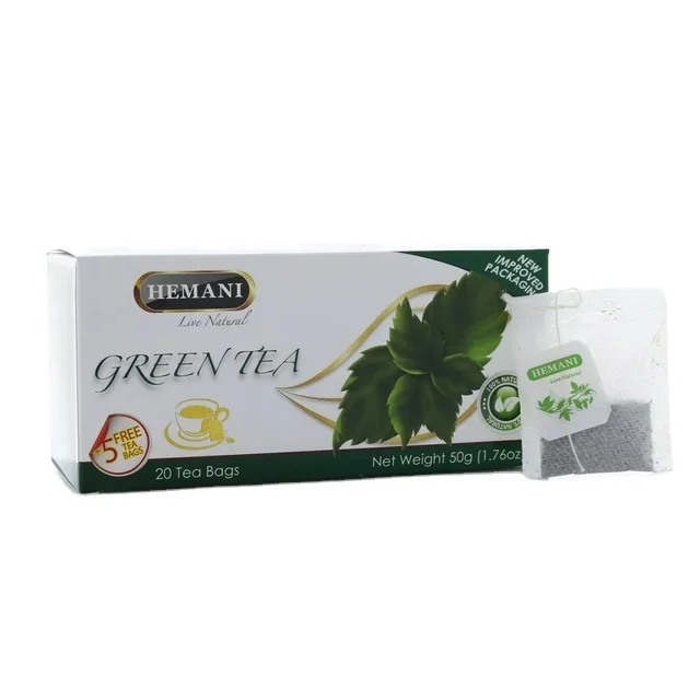 Organic Natural Herbal Extract HEMANI GREEN TEA, 2g*25 teabags/Box 50g, Helps with Brain Function, Immune, Reduce Belly Fat