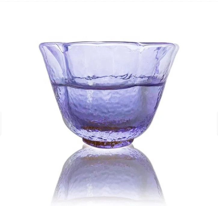 Gold Foil Double Wall Flower Shaped Wineglass Glass Tea Cup