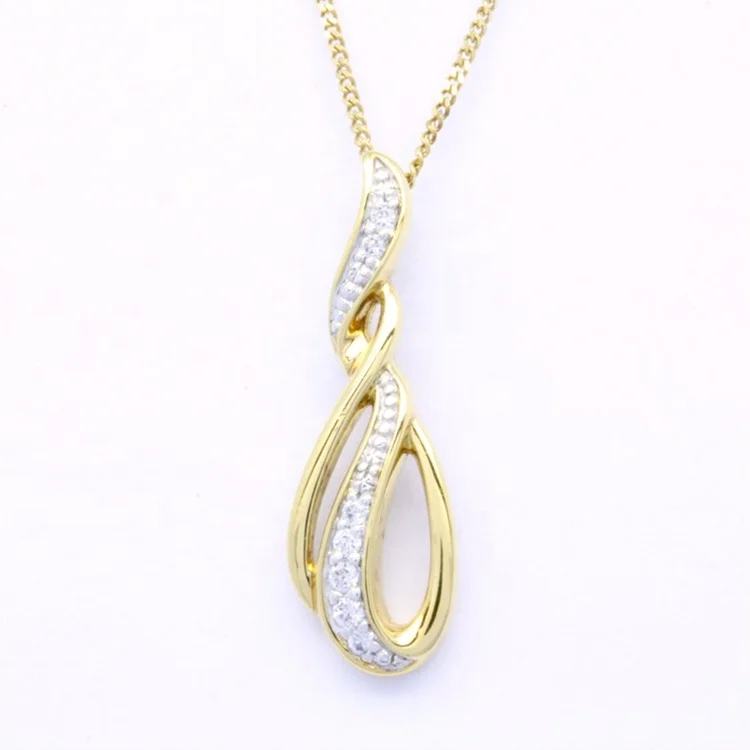 Custom made 18K 14K 9K Yellow Gold with Rhodium plated Natural Diamond Classic Pendant bijoux femme