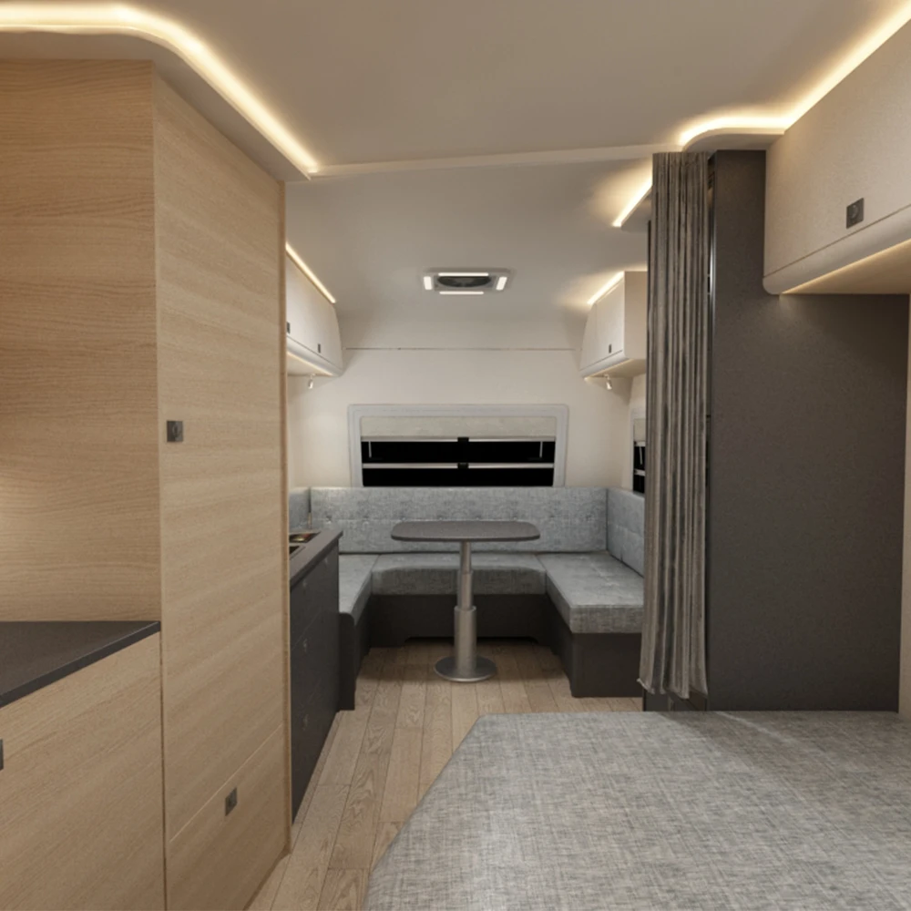 Красивый FRP rv campers трейлер солнечной системы с душем и караваном Кондиционер