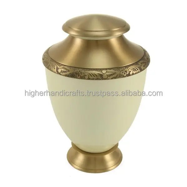 White Brass Cremation Urn for Loved One Ashes Funeral Ash Urns Supplies made in India