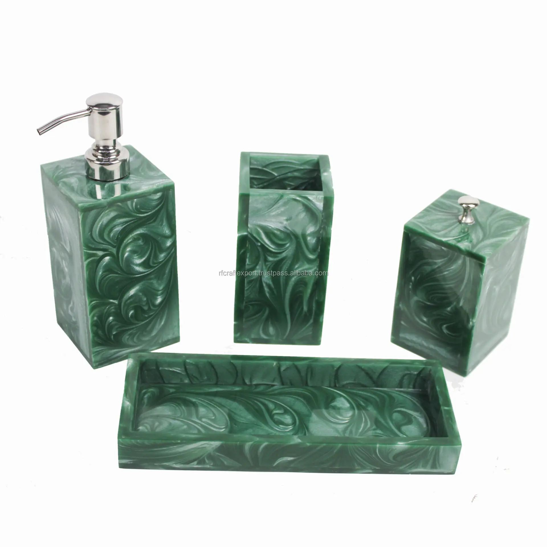 New Luxury pink swirl 4 Piece Resin Bathroom Accessories Set for Home Hotel amenities