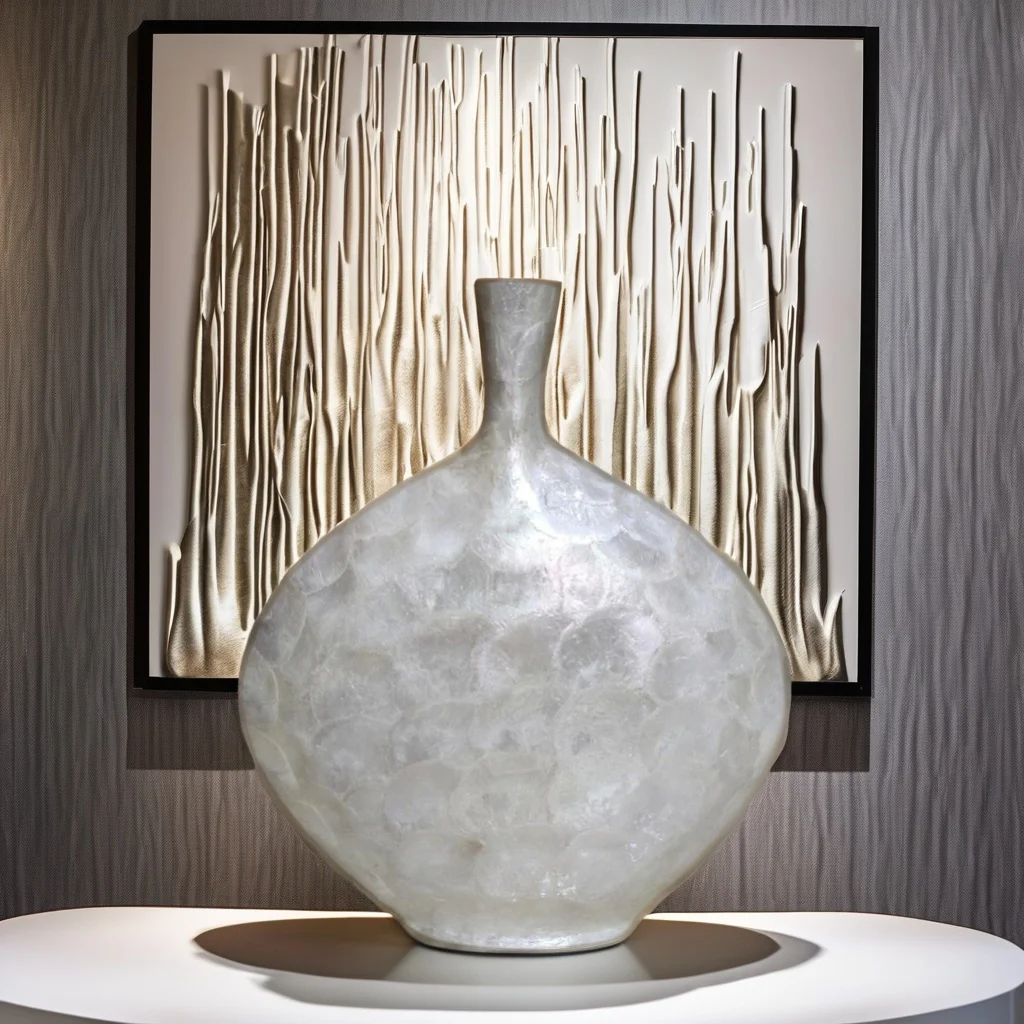 Trending Luxury Handicraft Capiz Shell Vase Unique Home Decor with Resin Material Floral Pattern and Flower Pot