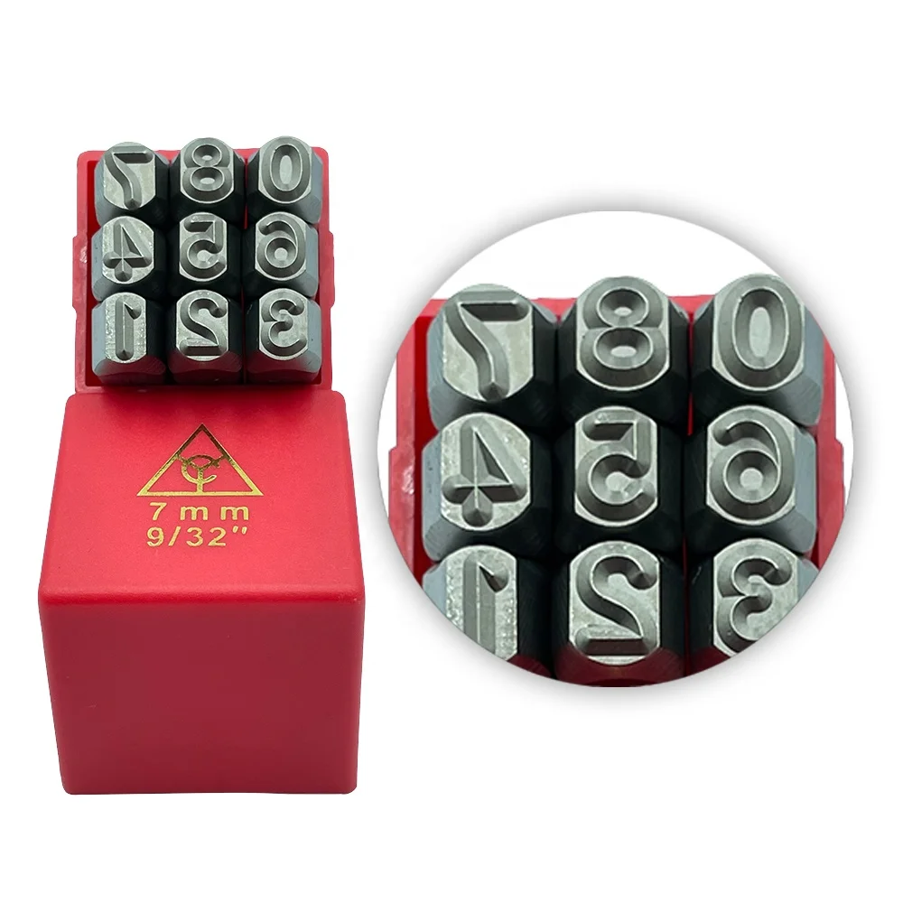 Wholesale price 9pcs 7mm number steel stamp punch letter steel die punch mold set
