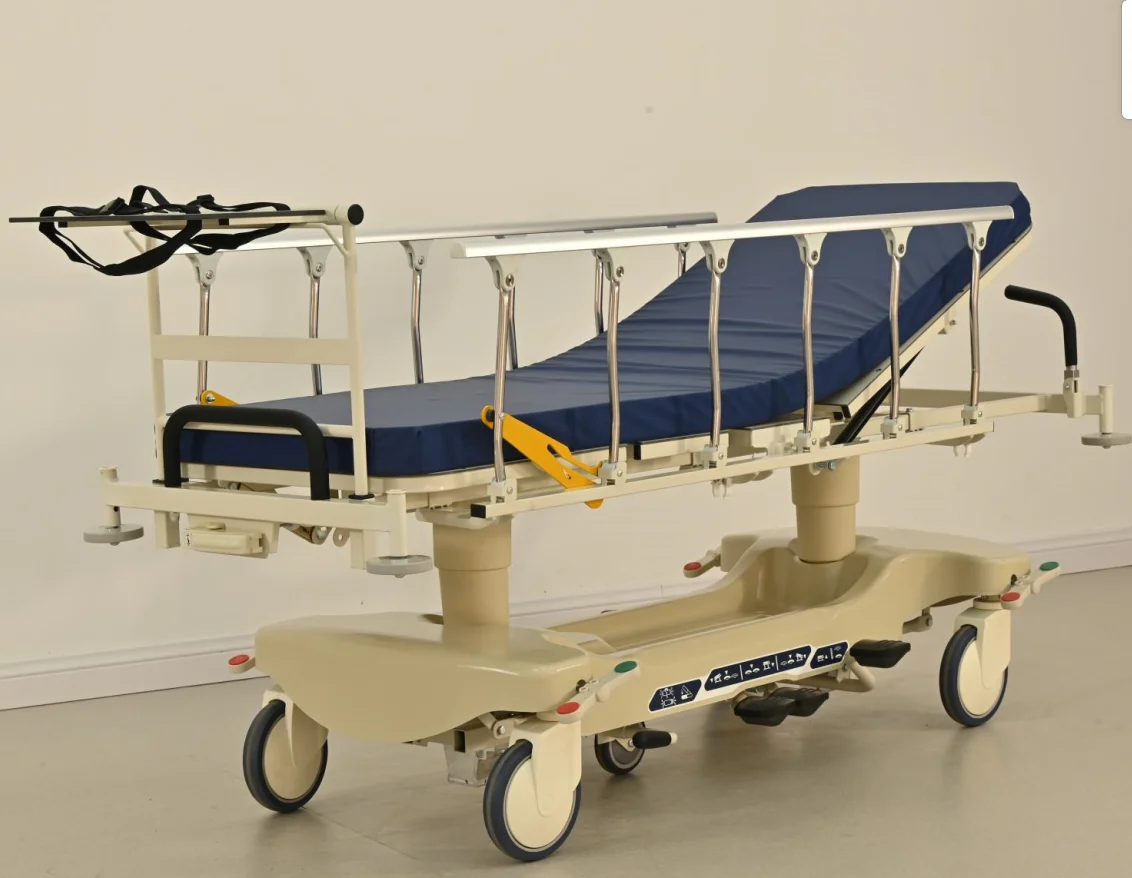 High Quality Hospital Folding Emergency Patient Transfer Trolley Bed with Direct Factory Price