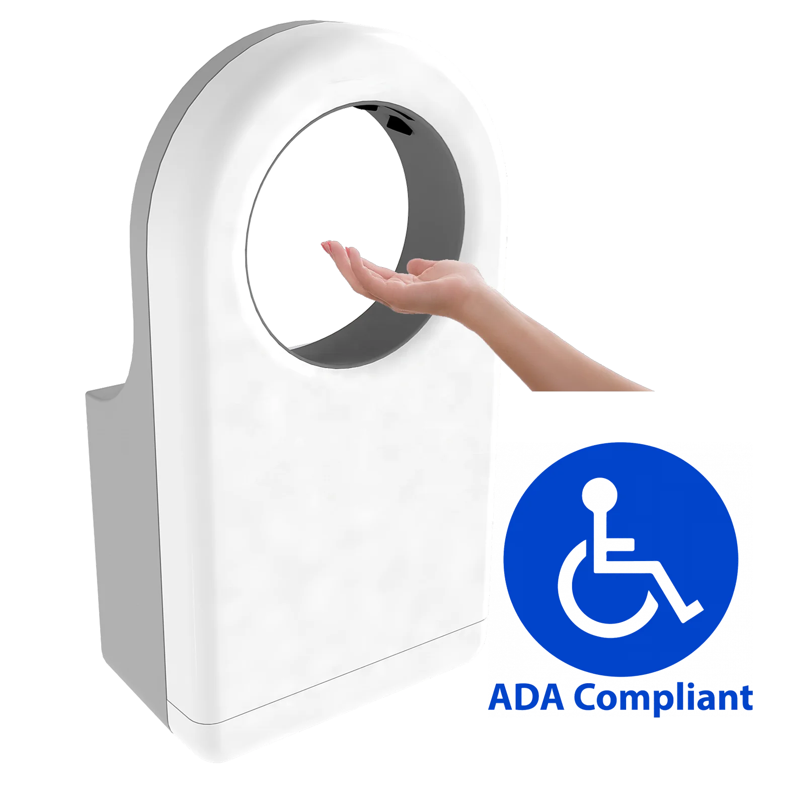 1600w Automatic Jet Hand Dryer Washroom ABS Electric White Hand Dryer Dual-side Air Flow ADA compliant compact size