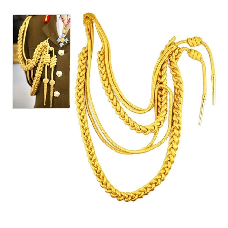 Mylar Wire Aiguillette Cord New Best Quality Gold Outdoor Activities for Army Air Force Navy Ceremonial Use Customized Accessory