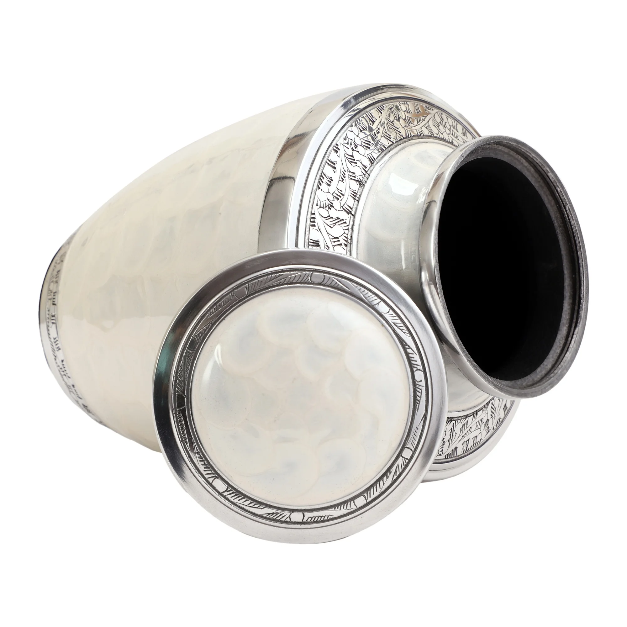 Top Amazon Selling Funeral Urns Classic Pearl White Design Aluminium Urns For Funeral Homes & Directors Wholesale
