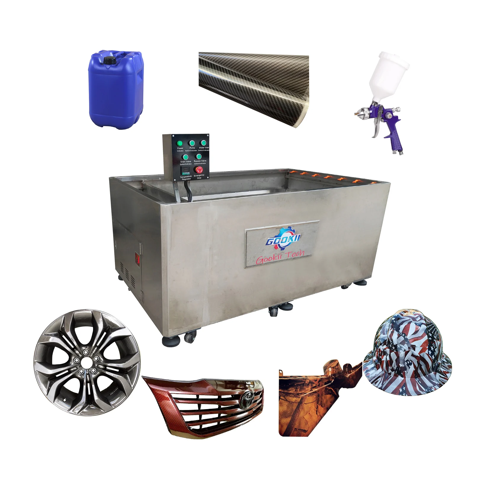 2.0m Upgraded PS5 Flame Carbon Fiber Hydro Dipping Service Industry Hydrographic Machine Dipping Tank With Control Panel