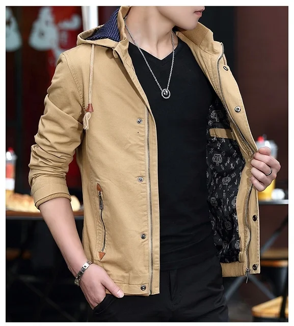 2021 Hot Sale Slim Fit Cotton Bomber Jacket Men Custom High Quality Army blue blACK Green Windproof Hooded Jacket