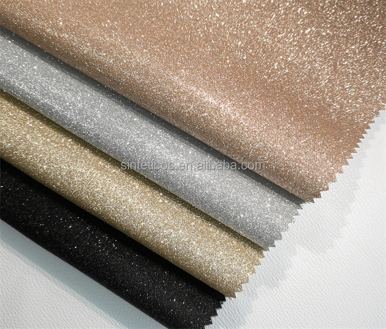 High Quality Glitter Shiny PU Synthetic Leather Fabric For Lady Shoes Bags DIY crafts
