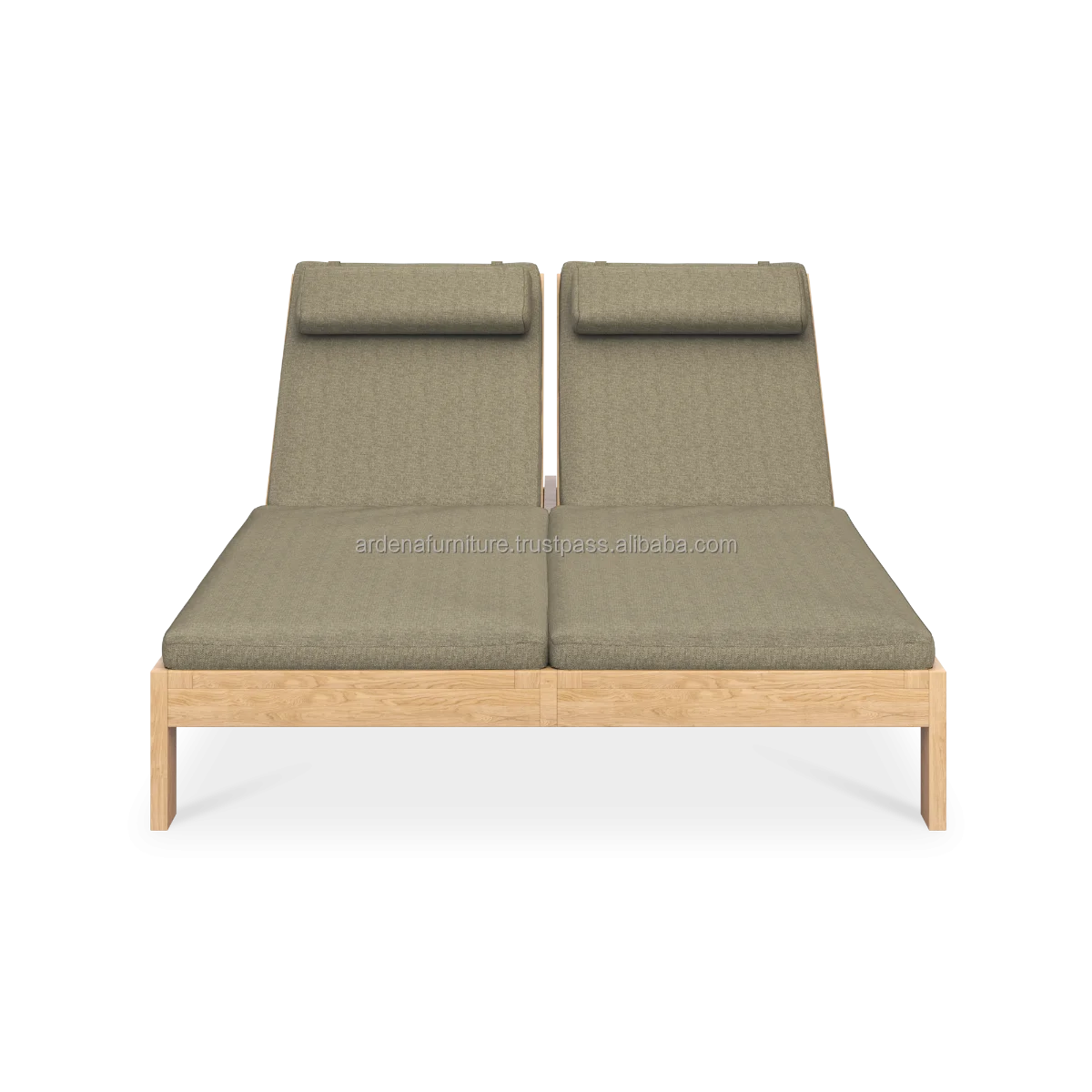 Outdoor Furniture Beach Sun Lounger Teak Modern Solar Chair Two Couples Reclining Outdoor Beach Teak Wood Furniture