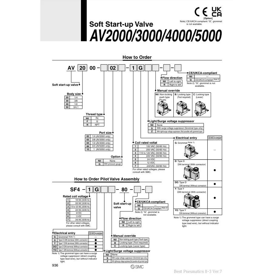 [SMC Pneumatics]Soft Start-Up Valve AV2000-F02-5YO