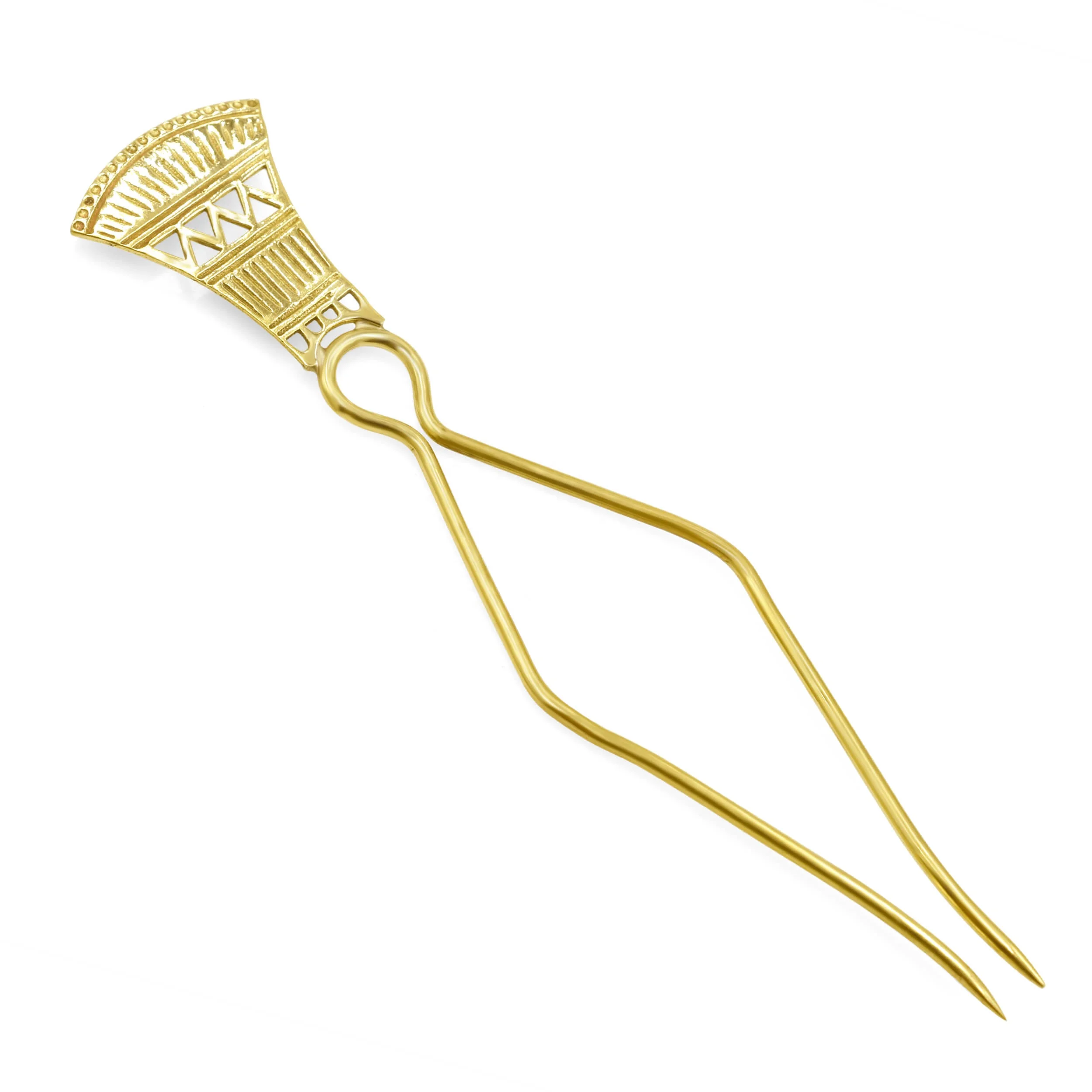 Chinese wings hair pin unique design crown shape hair bun pin brass metal gold plated waterproof fashion jewelry wholesale