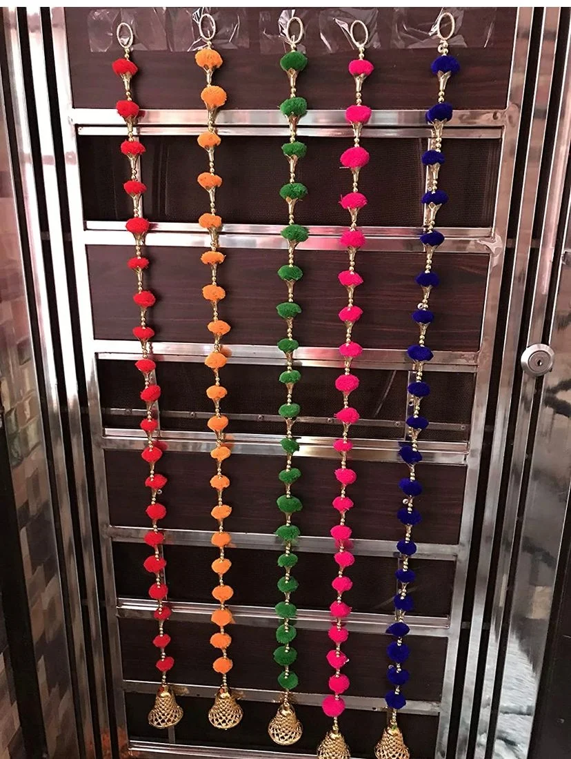 Hot Sale Handmade Pompom Garland Weddings Decoration Party Decoration Flower String Flower Garlands for Indian Artificial Flower