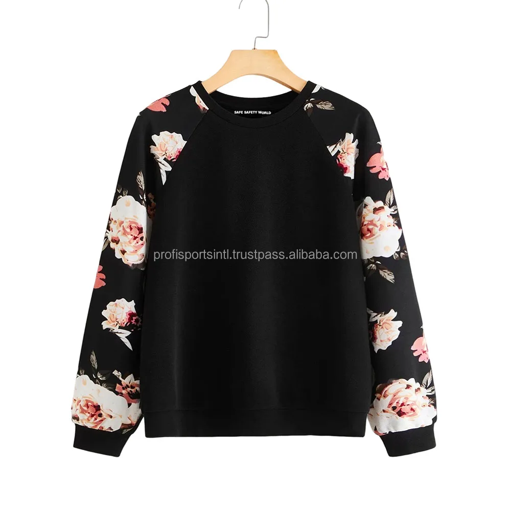 2024 Premium Quality Female Casual Sweatshirt with Floral Print Embroidered O-Neck Pullover Winter Wear