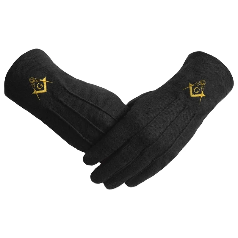 OEM Manufacture Customized Wholesale Price Knights Of Templar Regalia masonic white cotton gloves
