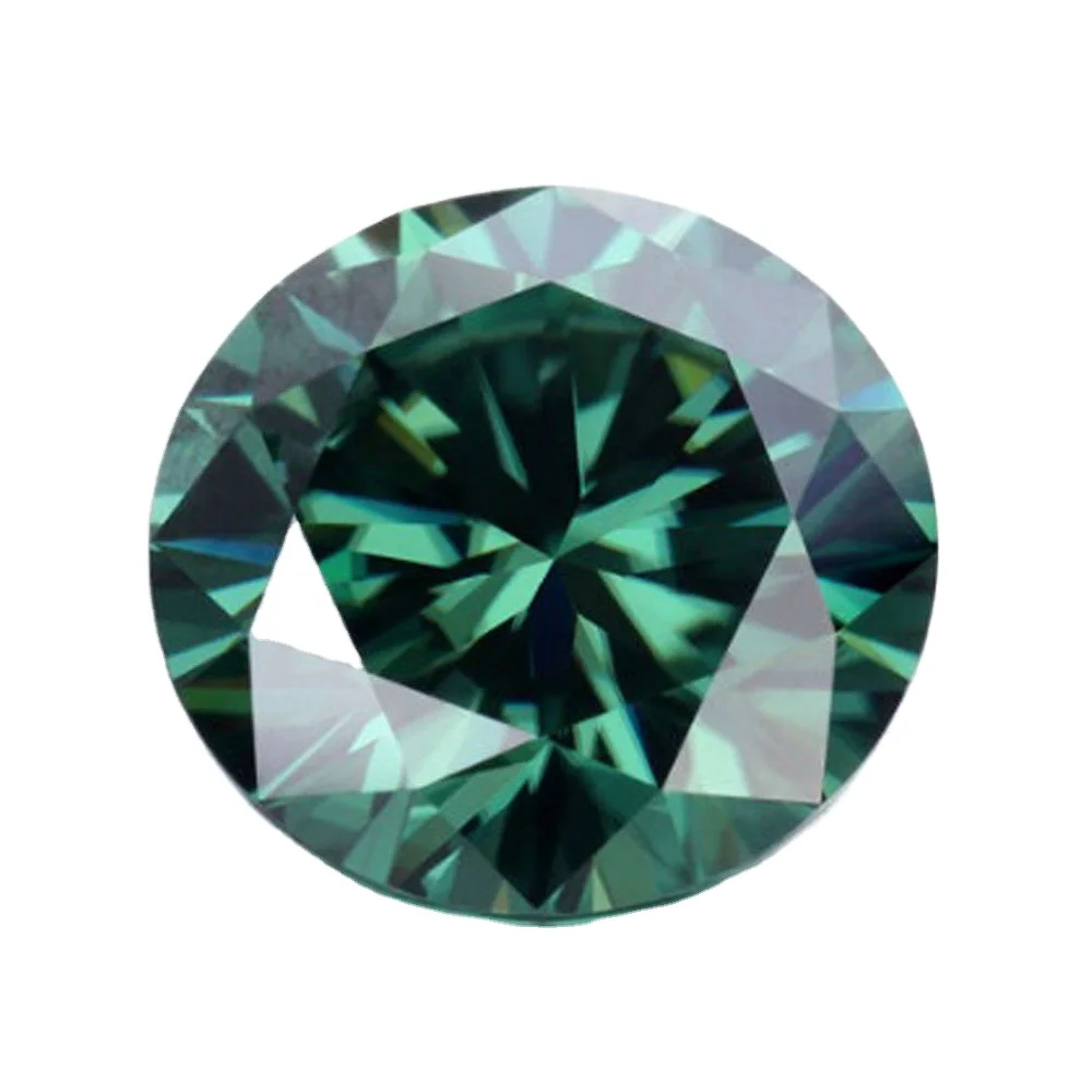 Dark Green Moissanite Diamond with VVS1 Clarity Certified Round Shape Moissanite for Jewelry Making 1ct Loose Moissanite Diamond